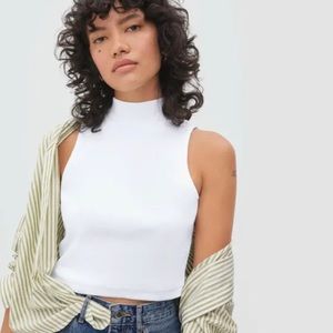 Everlane Ribbed Mock Neck Tank in White